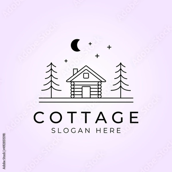 Fototapeta cottage logo vector minimalist line art design
