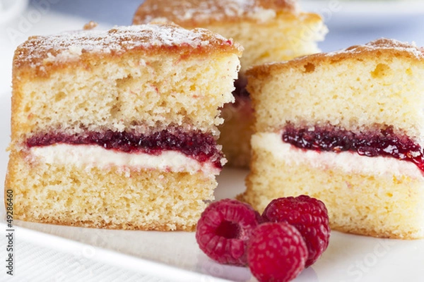 Obraz Spongecake and Raspberries