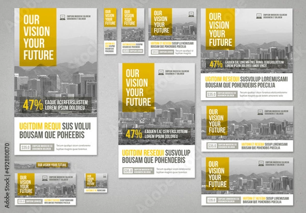 Fototapeta Web Banners in Pale Colors with Yellow Accents