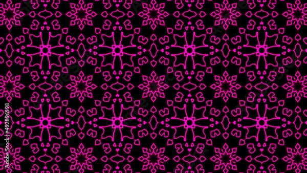 Fototapeta Abstract pink geometric seamless pattern background. Psychedelic Colorful background. Disco Abstract Background