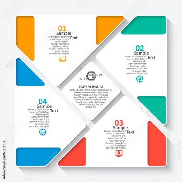 Fototapeta Abstract 3D Paper Infographics. Business template .Vector illustration