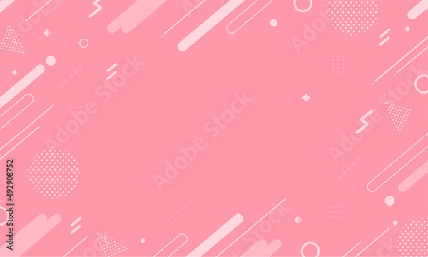 Fototapeta 【ピンク】幾何学模様背景・メンフィスのフレームパターン素材	
