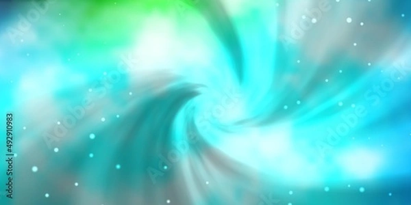 Fototapeta Light Blue, Green vector pattern with abstract stars.