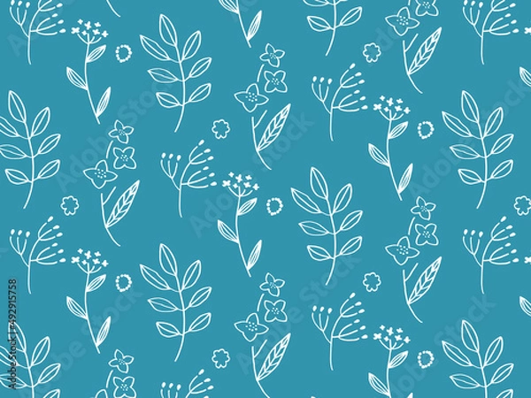 Obraz 青の植物シンプルパターン