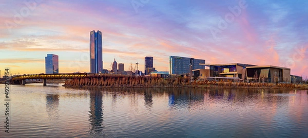 Fototapeta Sunset view of the Oklahoma skyline