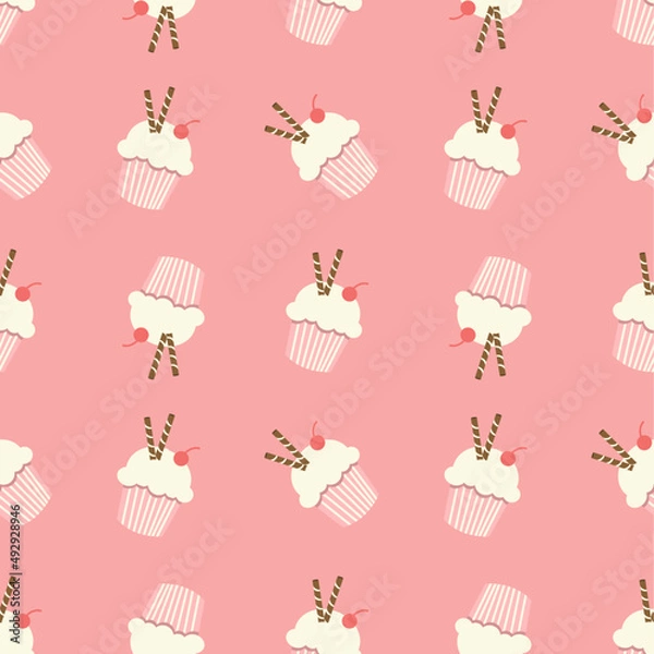 Fototapeta Cute muffin pattern vector illstration