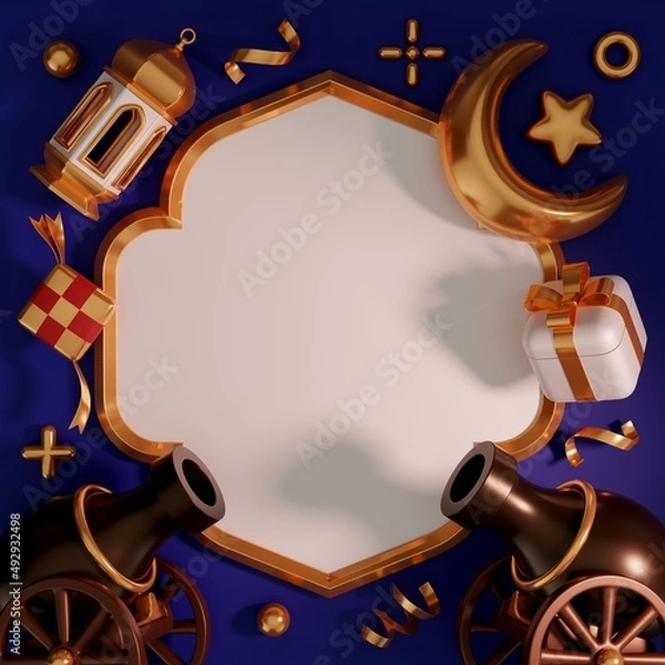 Obraz 3D rendering Islamic ramadan kareem greeting background banner template