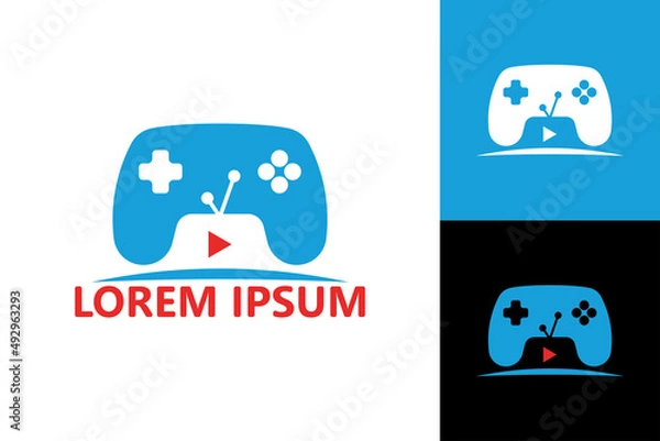 Fototapeta Video game play, stream logo template design vector
