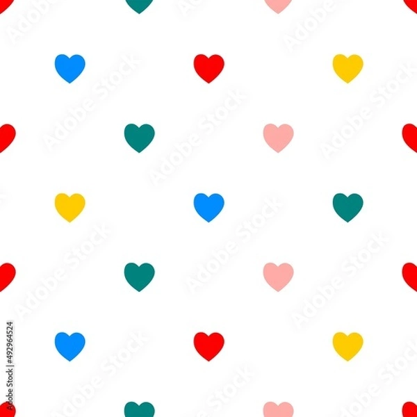 Fototapeta Vector seamless pattern. Trendy texture with a jumble of hearts. 