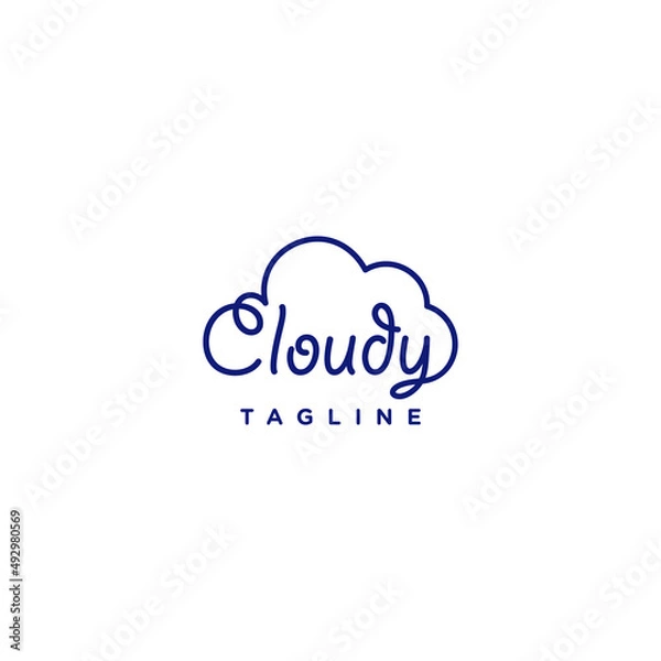 Fototapeta Word Cloud logo design forming a Cloud Symbol. The word sign is designed with script letters from the word cloud with accents that form the cloud.
