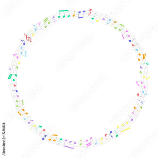 Obraz カラフルな五線譜の飾り枠
