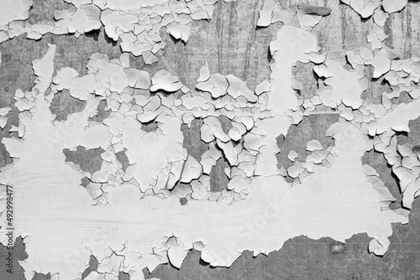 Obraz Old cracked paint on metal surface background black and white