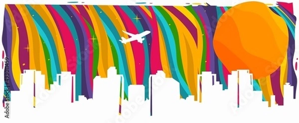 Fototapeta Urban silhouette vector illustration in abstract and colorful style