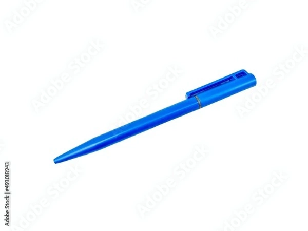 Obraz blue pen on a white background