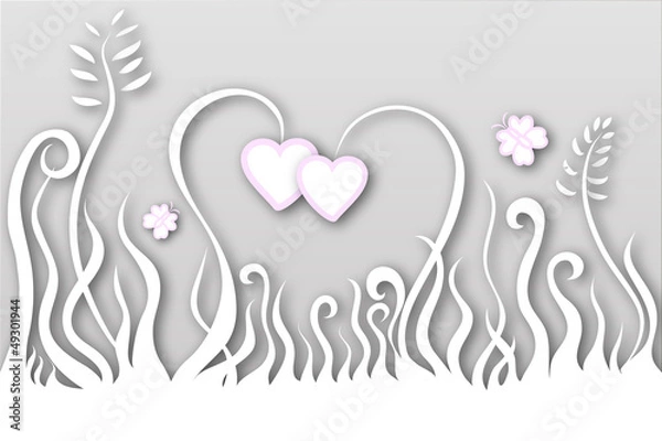 Fototapeta Floral Background with hearts