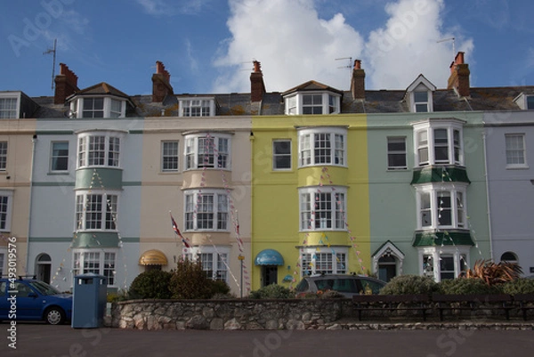 Fototapeta Colourful houses on the seafront in Weymouth, Dorset in the UK