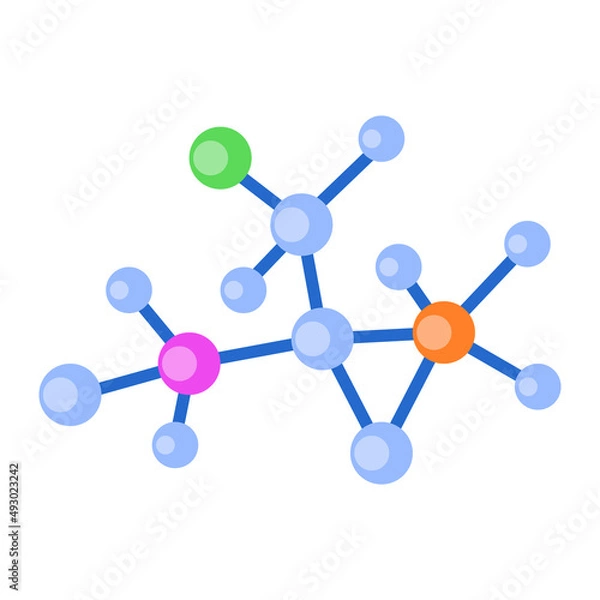 Fototapeta Molecules connection semi flat color vector object. Full sized item on white. Covalent bonds. Chemical bonding simple cartoon style illustration for web graphic design and animation