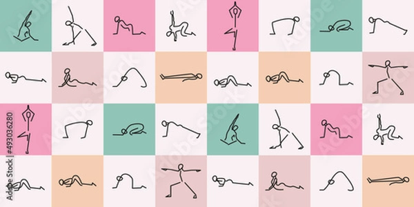 Obraz Seamless Pattern with Yoga Poses