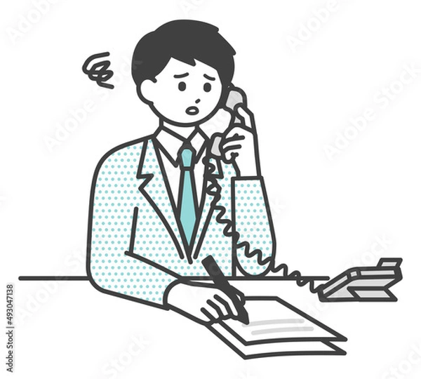 Obraz 電話対応をするビジネスパーソンのイラスト素材