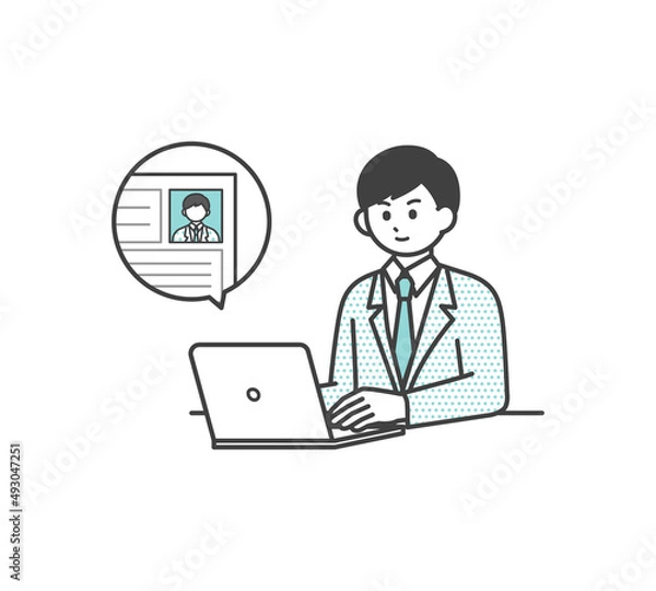 Fototapeta エントリーシートを送るイメージイラスト素材