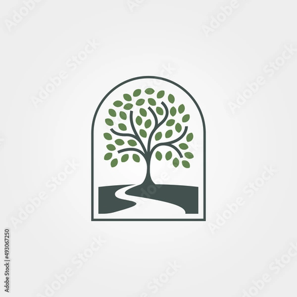 Fototapeta vector of root tree with river logo illustration design