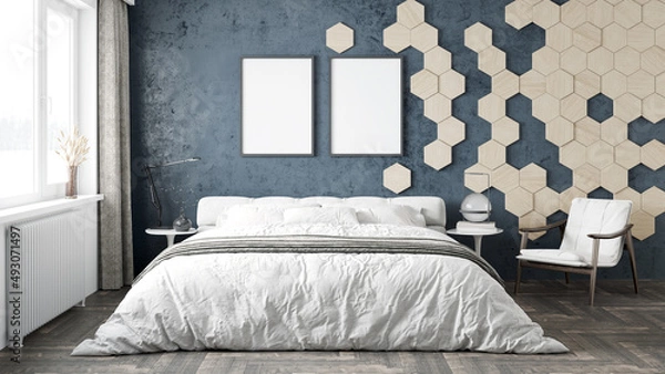 Obraz Mock-up frame in home interior background, 3d render