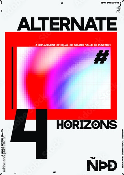 Fototapeta Gradient Pixelated Poster Set. Pixel Poster