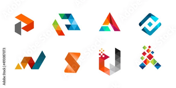 Obraz collection of Modern logo geometrical, colorful technology logo set