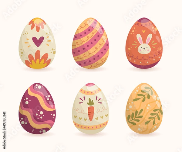 Fototapeta Easter colourful eggs collection. Decorative vector elements collection