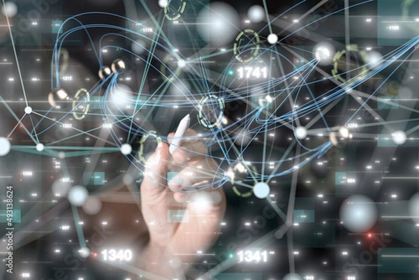 Fototapeta conference Digital Network and data concept 3d