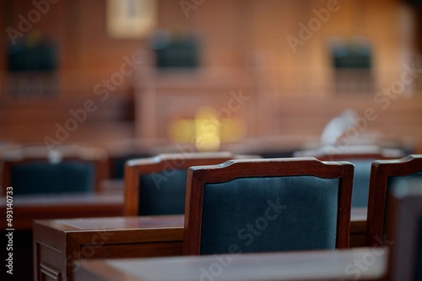 Obraz Table and chair in the courtroom of the judiciary