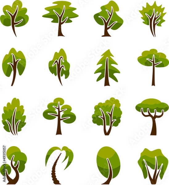 Fototapeta Stylized vector icons trees