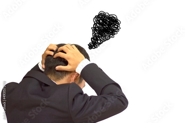 Obraz 失敗をして頭を抱えるビジネスマン Businessman made an mistake and put hands on head
