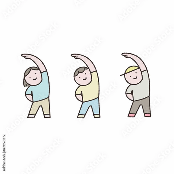 Obraz ラジオ体操をする子どもたちイラスト素材