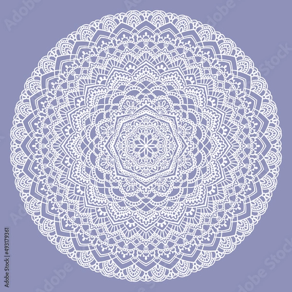Obraz マンダラアート(レース編み・藤紫)