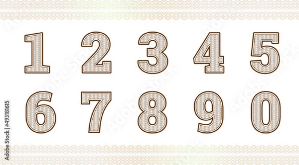 Obraz Guilloche numbers or letters with diploma certificate money grid texture.