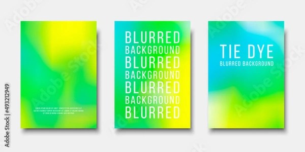 Fototapeta Set of abstract cover templates with place for text. Light spring Blurred backgrounds in Tie dye style