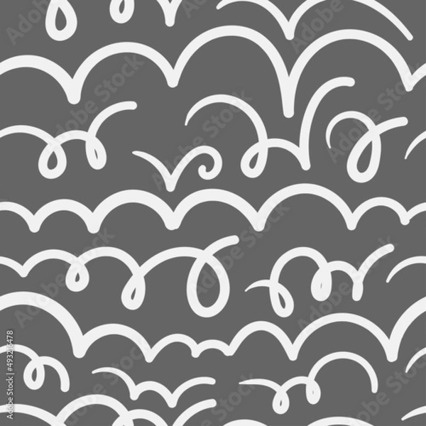 Fototapeta Seamless abstract pattern on gray background. Vector doodle image. Graphic linear wallpaper.