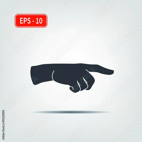 Fototapeta Icon for use in web applications, mobile applications and print media. EPS-10. Vector image. A hand pointing a finger in a direction sign.