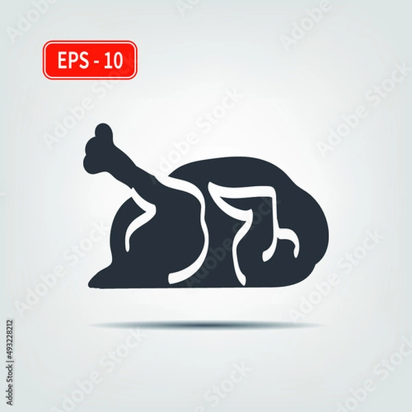 Fototapeta Icon for use in web applications, mobile applications and print media. EPS-10. Vector image. Fried chicken silhouette.