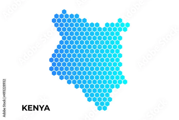 Fototapeta Kenya map digital hexagon shape on white background vector illustration
