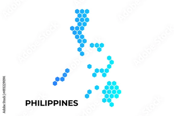 Fototapeta Philippines map digital hexagon shape on white background vector illustration
