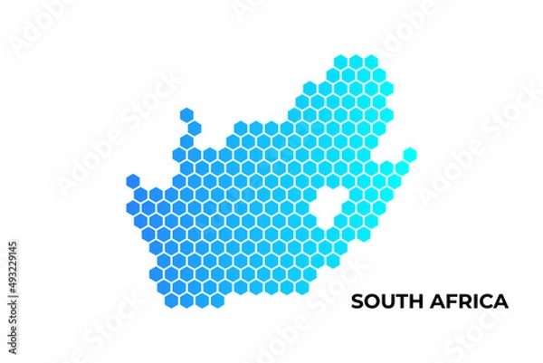 Fototapeta South Africa map digital hexagon shape on white background vector illustration