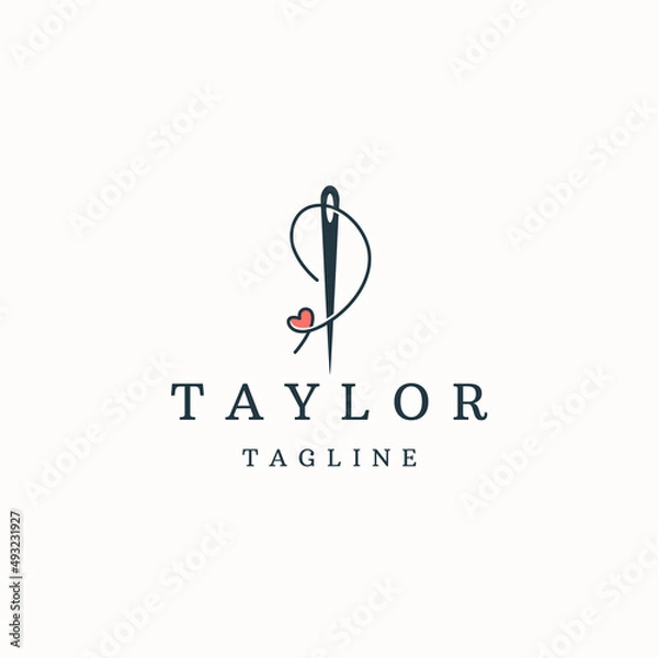 Obraz sewing needle and thread logo icon design template flat vector