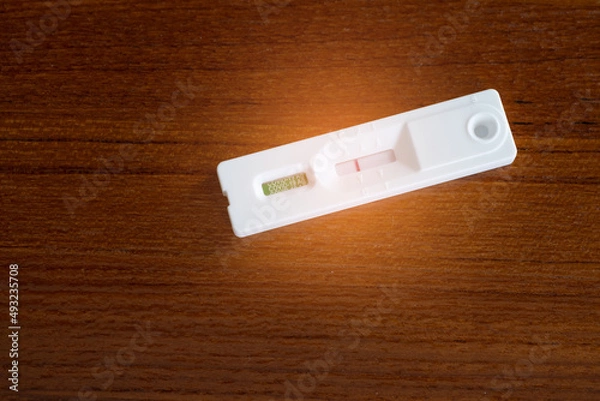 Fototapeta covid-19 negative test result with antigen rapid test kit (ATK), The test showed a negative result