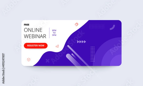 Fototapeta online webinar banner vector template. 