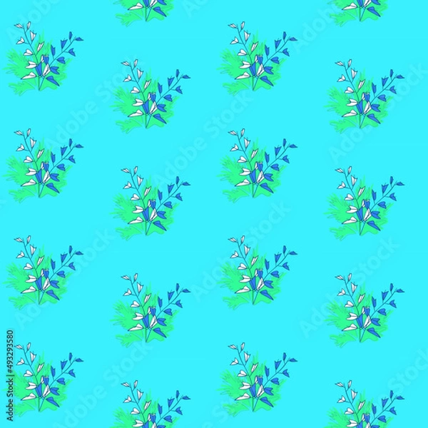 Fototapeta Vector seamless half-drop pattern, with leaves 