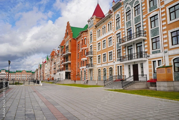 Fototapeta Embankment of Bruges in Yoshkar-Ola. Russia. Built in 2010-14. Used elements of Flemish architecture, northern Gothic.