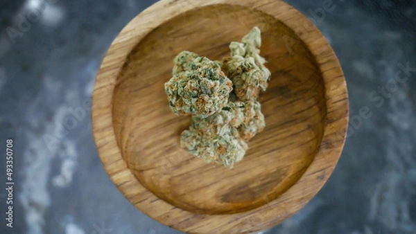 Obraz Cannabis blue background