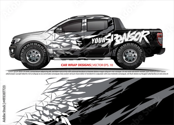 Obraz Race car wrap design vector for vehicle vinyl sticker and automotive decal livery
